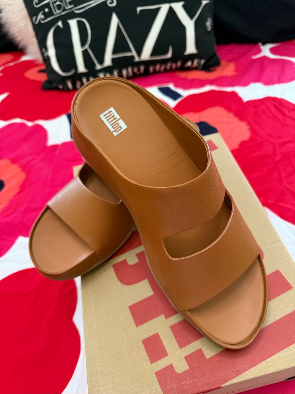 Fitflop Brown Double-Band Slide Sandals